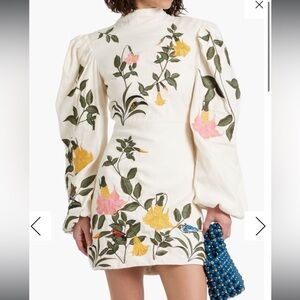 Agua bendita linen dress with hand stitched detail